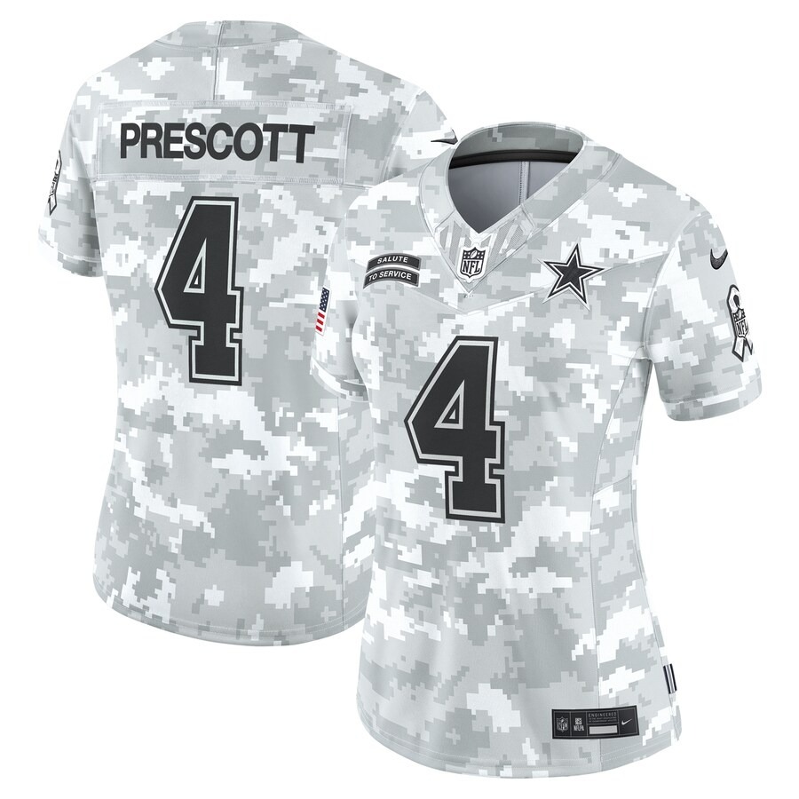 Women's Dallas Cowboys Dak Prescott Nike Arctic Camo 2024 Salute to Service Limited Jersey - Jersey