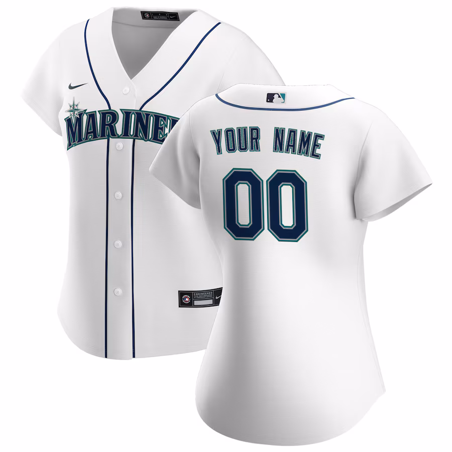 Women's Seattle Mariners Nike White Home Replica Custom Jersey - Jersey