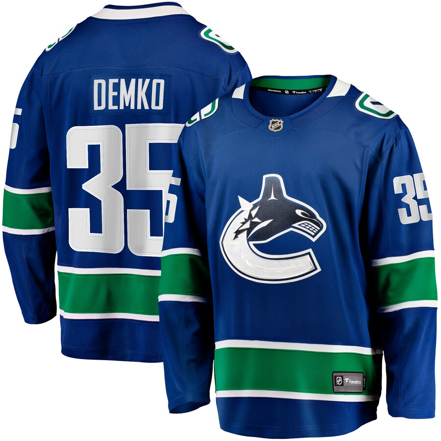 Men's Vancouver Canucks Thatcher Demko Fanatics Branded Blue Home Breakaway Jersey - Jersey