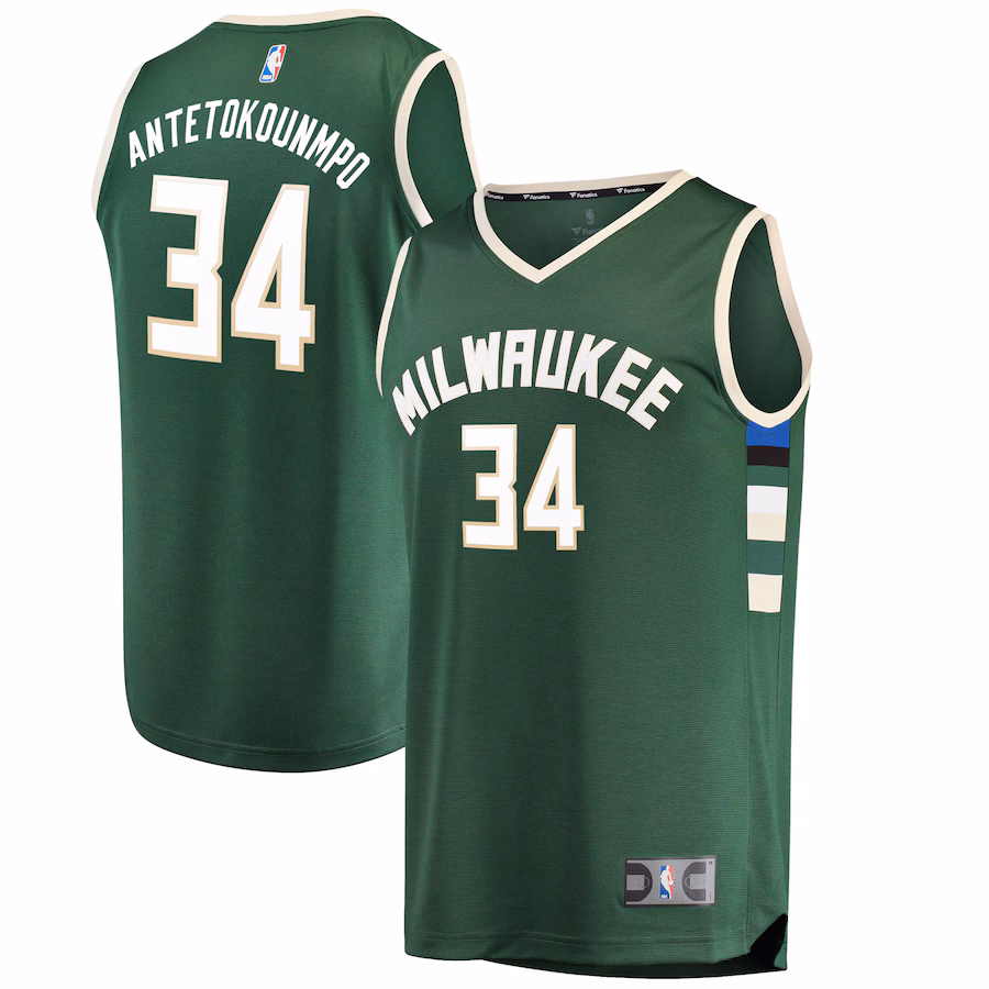 Men's Milwaukee Bucks Antetokounmpo Fanatics Green Fast Break Replica Player Jersey - Icon Edition - Jersey