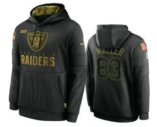 Men's Las Vegas Raiders #83 Darren Waller Black 2020 Salute To Service Sideline Performance Pullover Hoodie - Jersey
