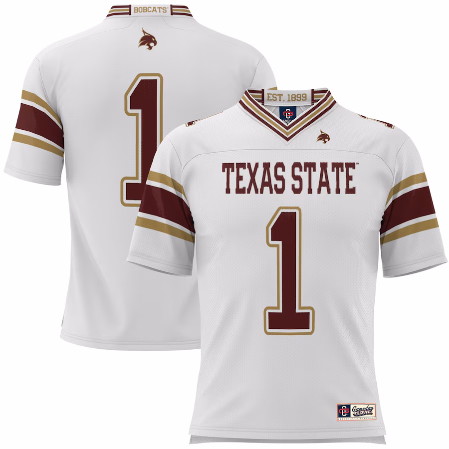 #1 Texas State Bobcats GameDay Greats Football Jersey - White - Jersey