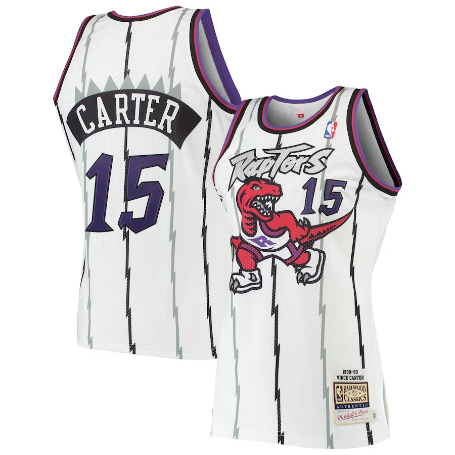 Men's Toronto Raptors Vince Carter Mitchell & Ness White 1998/99 Hardwood Classics Authentic Jersey - Jersey