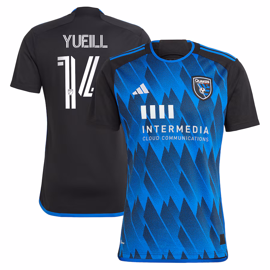 Men's San Jose Earthquakes Jackson Yueill adidas Blue 2024 Active Fault Replica Player Jersey - Jersey