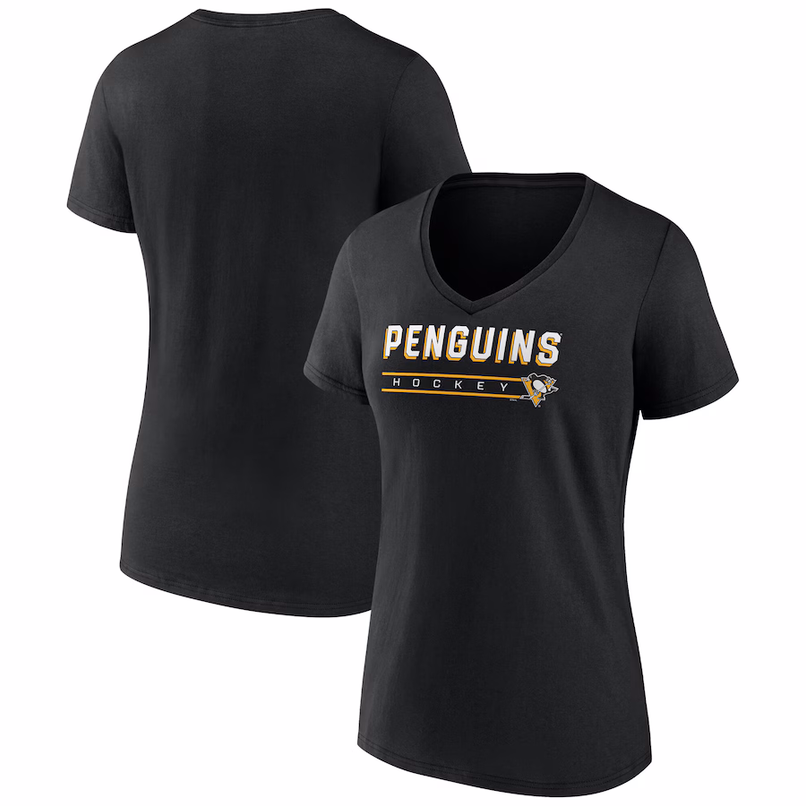 Women's Pittsburgh Penguins Fanatics Black V-Neck T-Shirt - Jersey