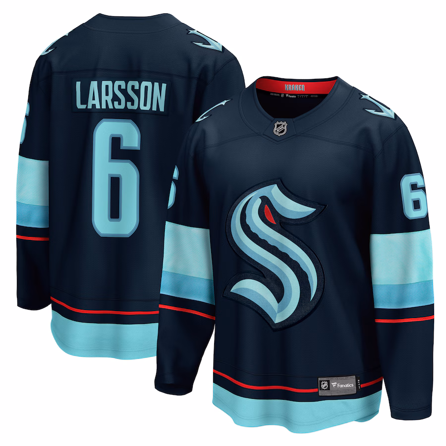 Men's Seattle Kraken Adam Larsson Fanatics Deep Sea Blue Home Breakaway Player Jersey - Jersey