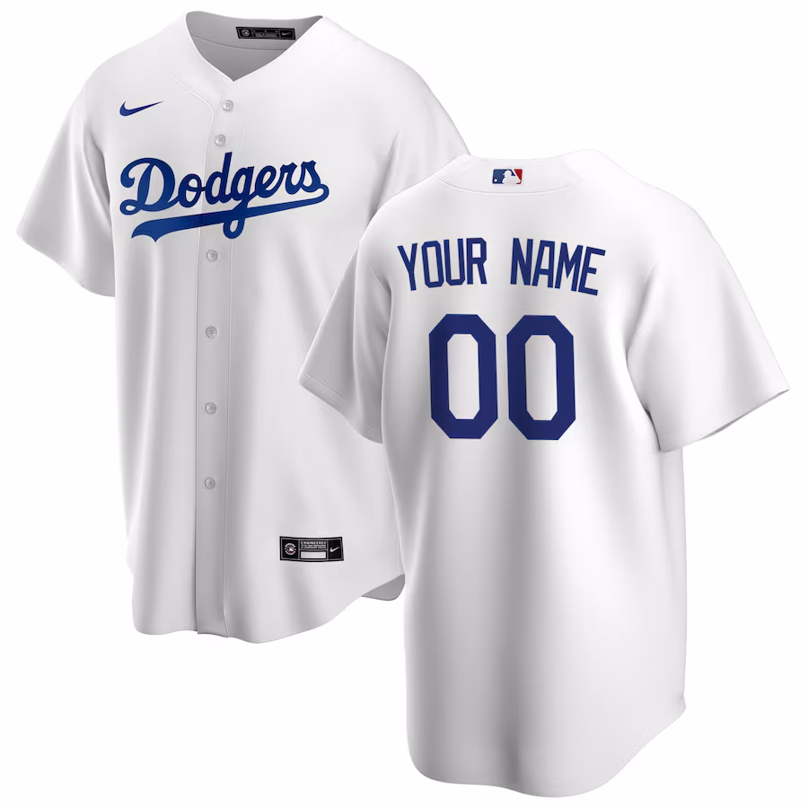 Men's Los Angeles Dodgers Nike White Home Replica Custom Jersey - Jersey