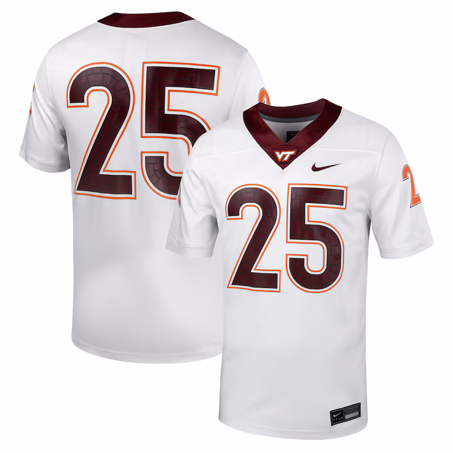 Men's Nike #25 White Virginia Tech Hokies Untouchable Football Jersey - Jersey