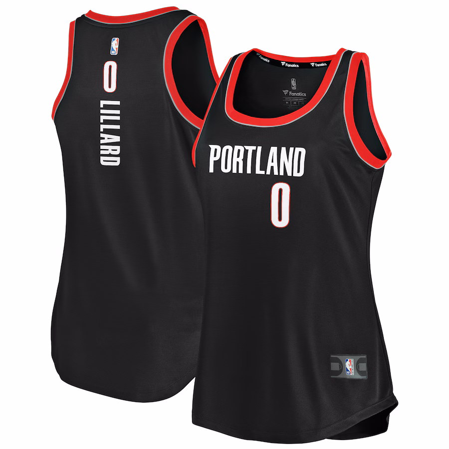 Women's Portland Trail Blazers Damian Lillard Fanatics Black Fast Break Tank Jersey - Icon Edition - Jersey