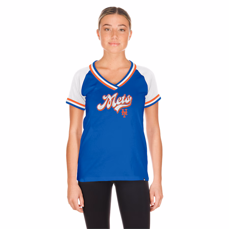 Women's New York Mets New Era Royal Gameday Raglan V-Neck T-Shirt - Jersey