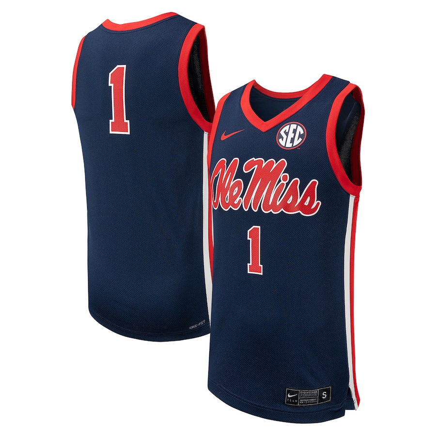Men's Nike #1 Navy Ole Miss Rebels Replica Basketball Jersey - Jersey