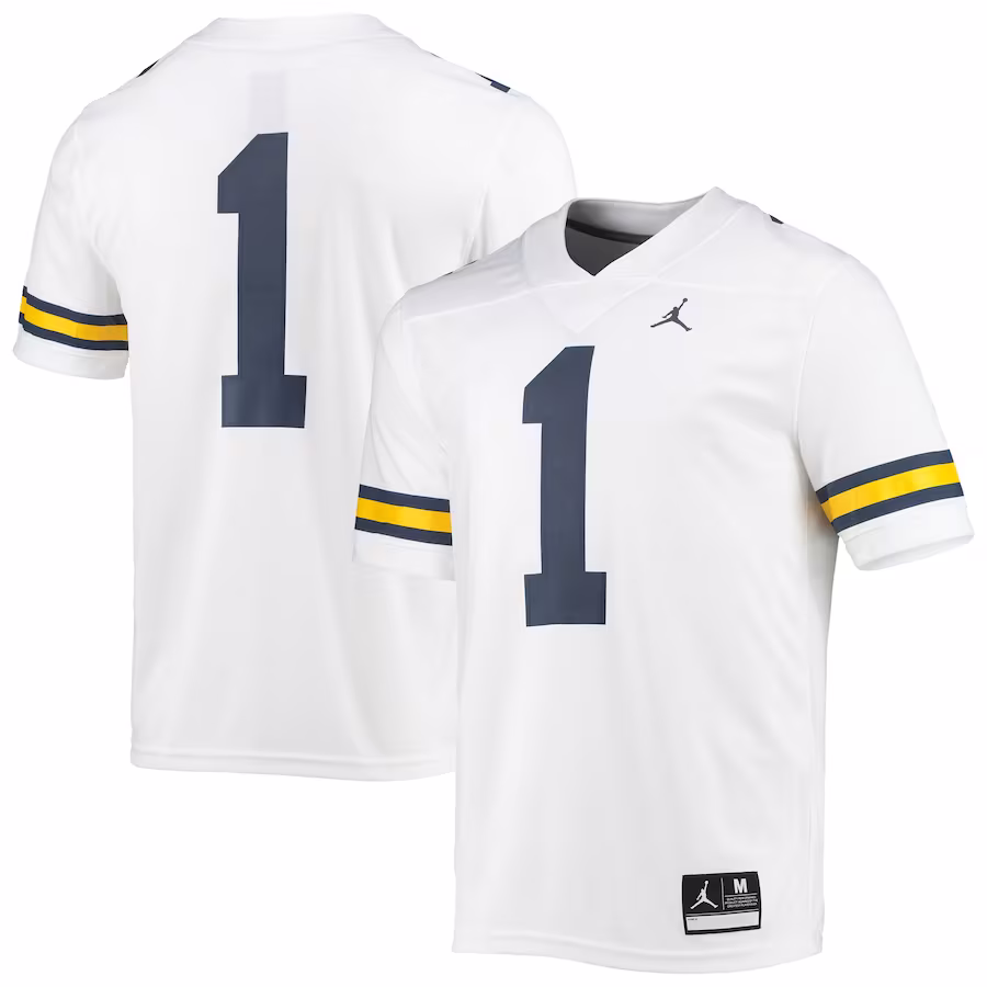 #1 Michigan Wolverines Jordan Brand Game Jersey - White - Jersey