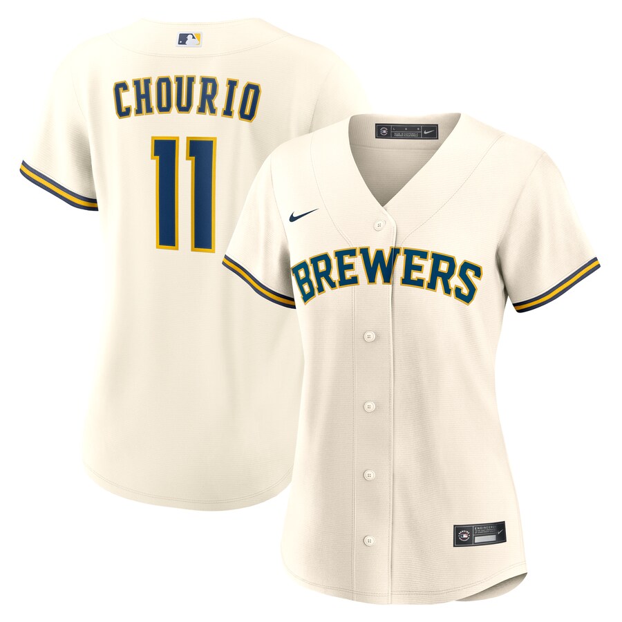 Women's Milwaukee Brewers Jackson Chourio Nike Cream Home Replica Jersey - Jersey