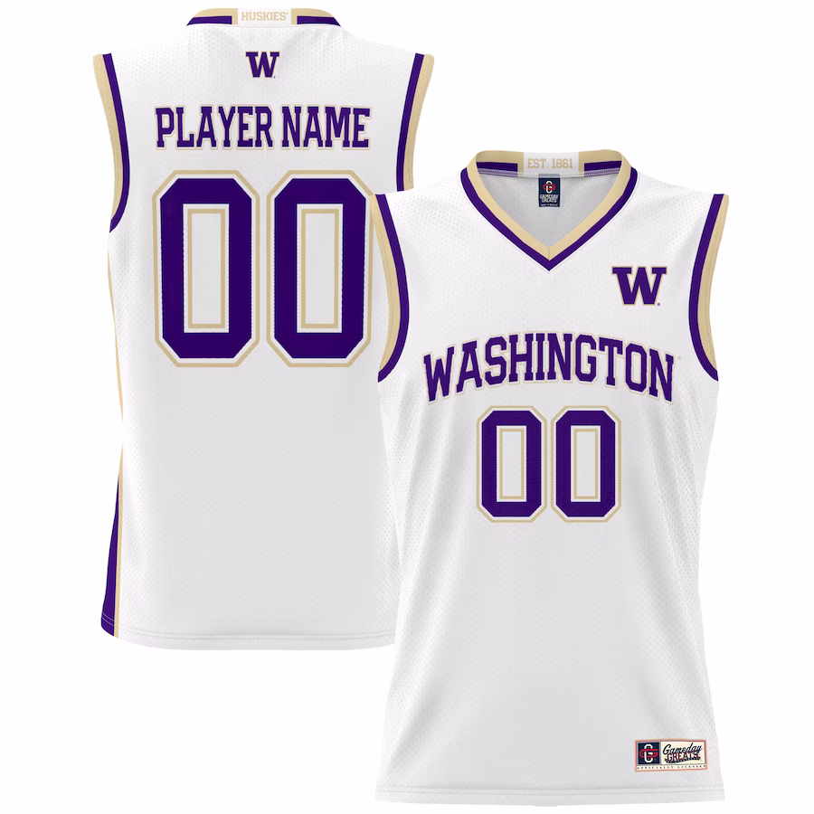 Washington Huskies GameDay Greats Men's NIL Pick-A-Player Lightweight Basketball Jersey - White - Jersey