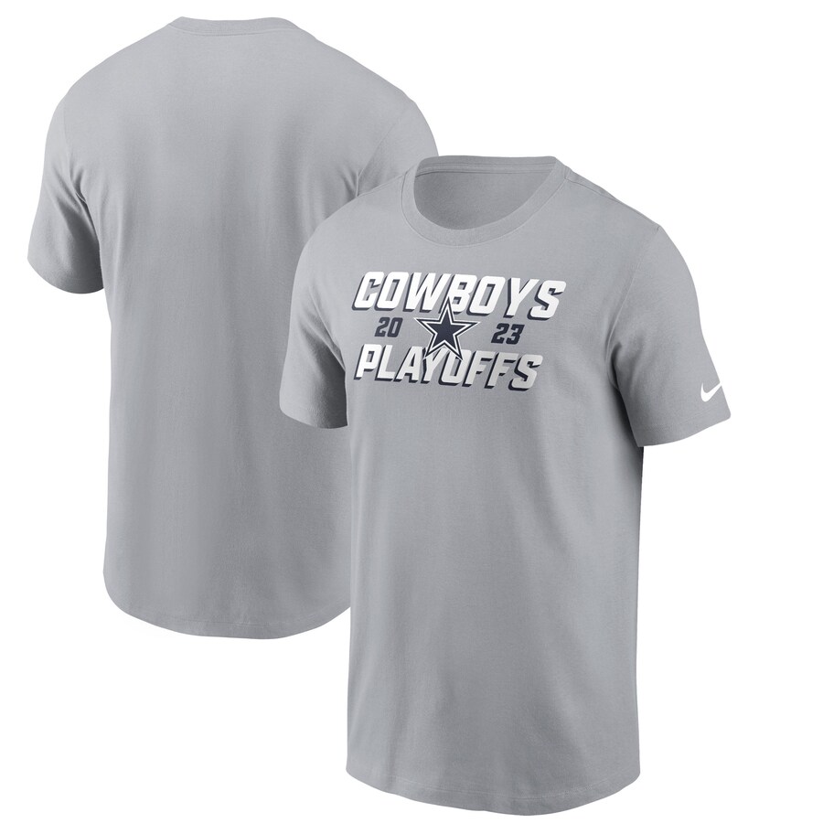 Men's Dallas Cowboys  Nike Gray 2023 NFL Playoffs Iconic T-Shirt - Jersey