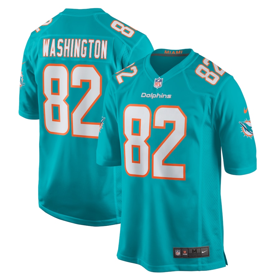 Men's Miami Dolphins Tahj Washington Nike Aqua Game Jersey - Jersey