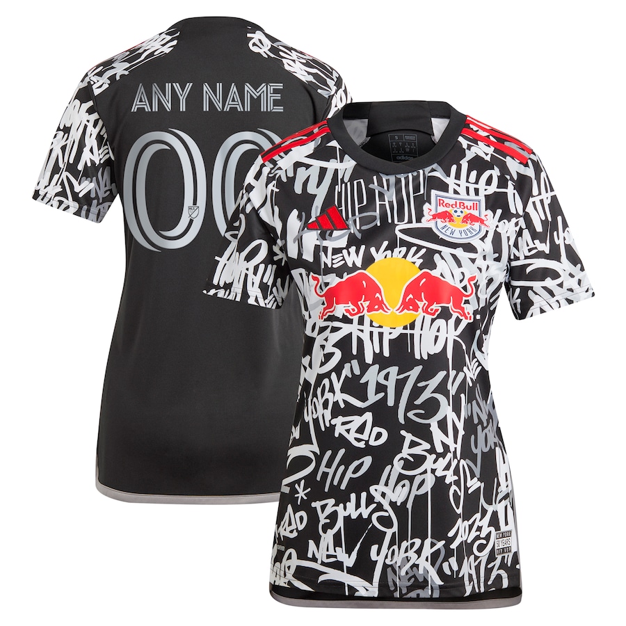 Women's New York Red Bulls  adidas Black 2023 Freestyle Replica Custom Jersey - Jersey