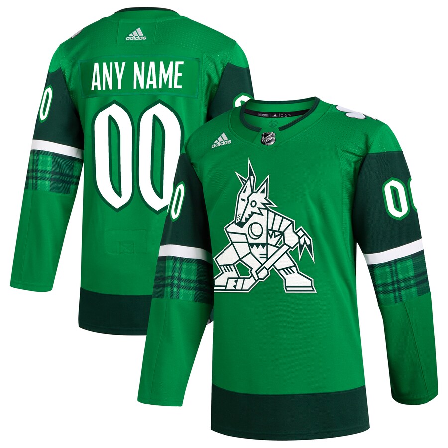 Men's Arizona Coyotes  adidas Kelly Green St. Patrick's Day Authentic Custom Jersey - Jersey