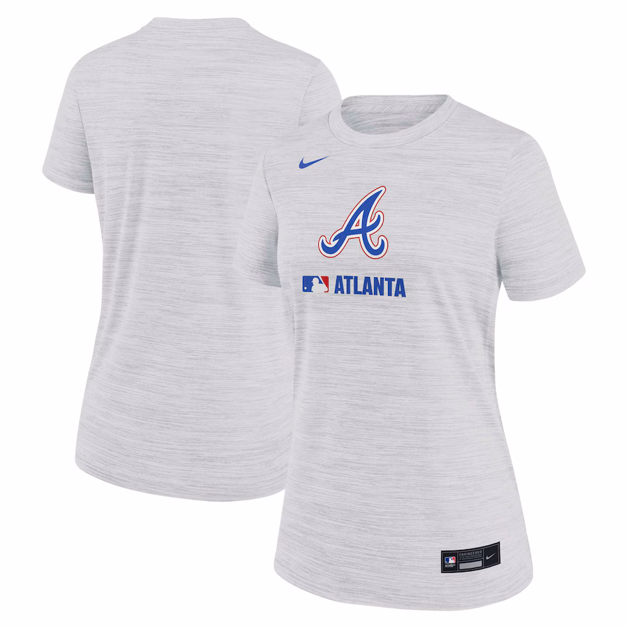 Women's Atlanta Braves Nike Ash Authentic Collection City Connect Velocity Performance T-Shirt - Jersey