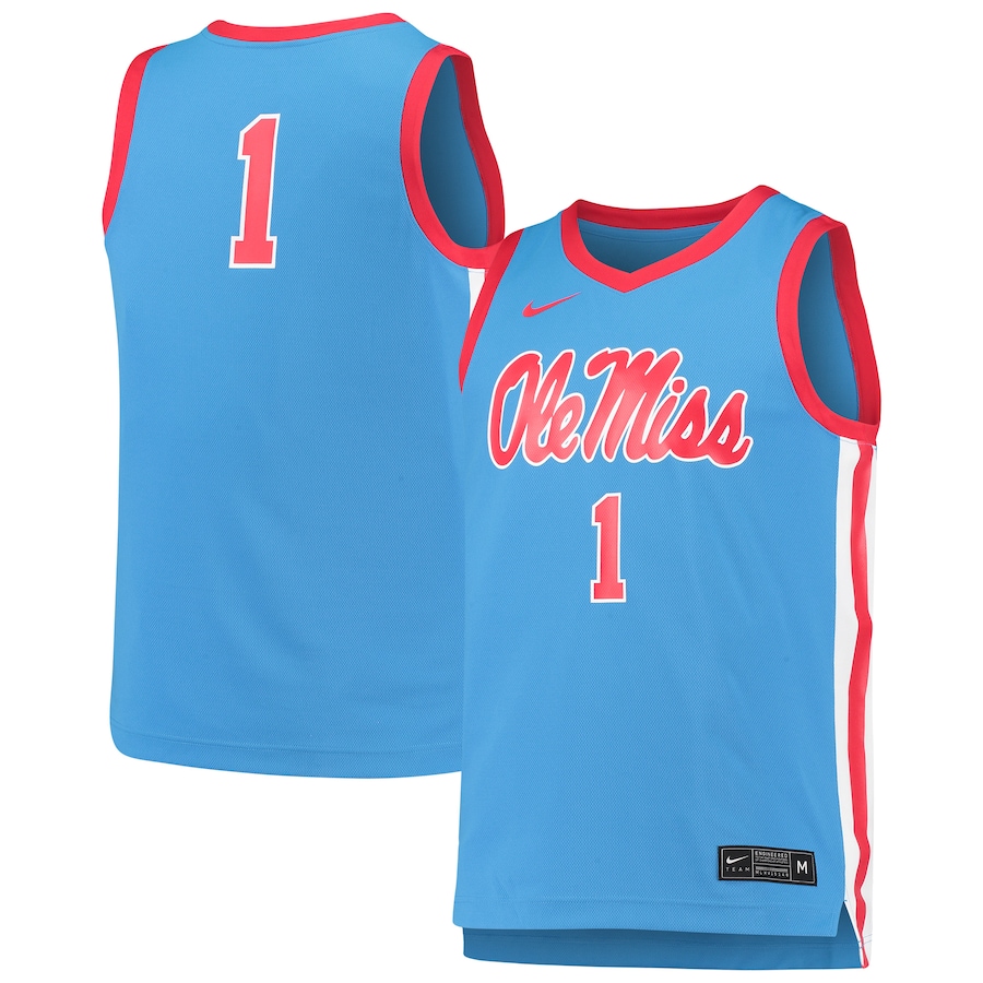 Men's Nike #1 Light Blue Ole Miss Rebels Replica Basketball Jersey - Jersey