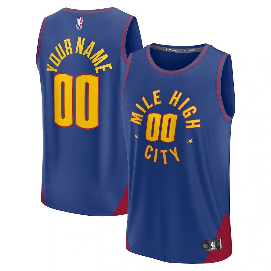 Men's Denver Nuggets  Fanatics Blue 2022/23 Fast Break Custom Replica Jersey - Statement Edition - Jersey