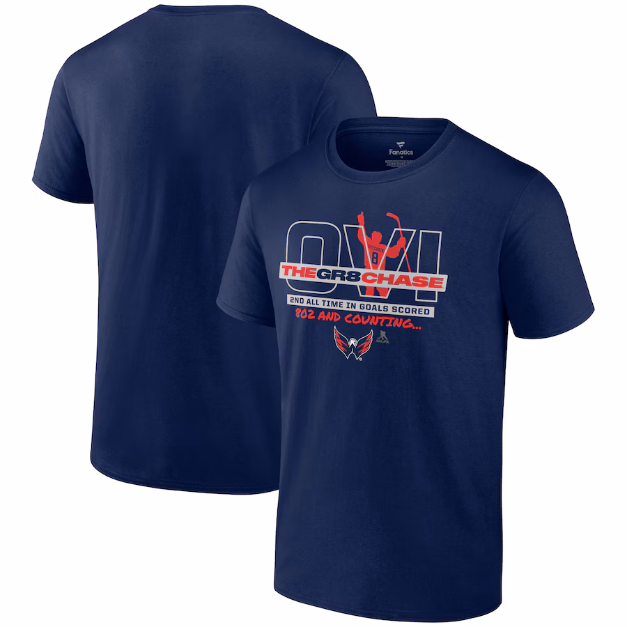 Men's Washington Capitals Alexander Ovechkin Navy GR8 Chase T-Shirt - Jersey