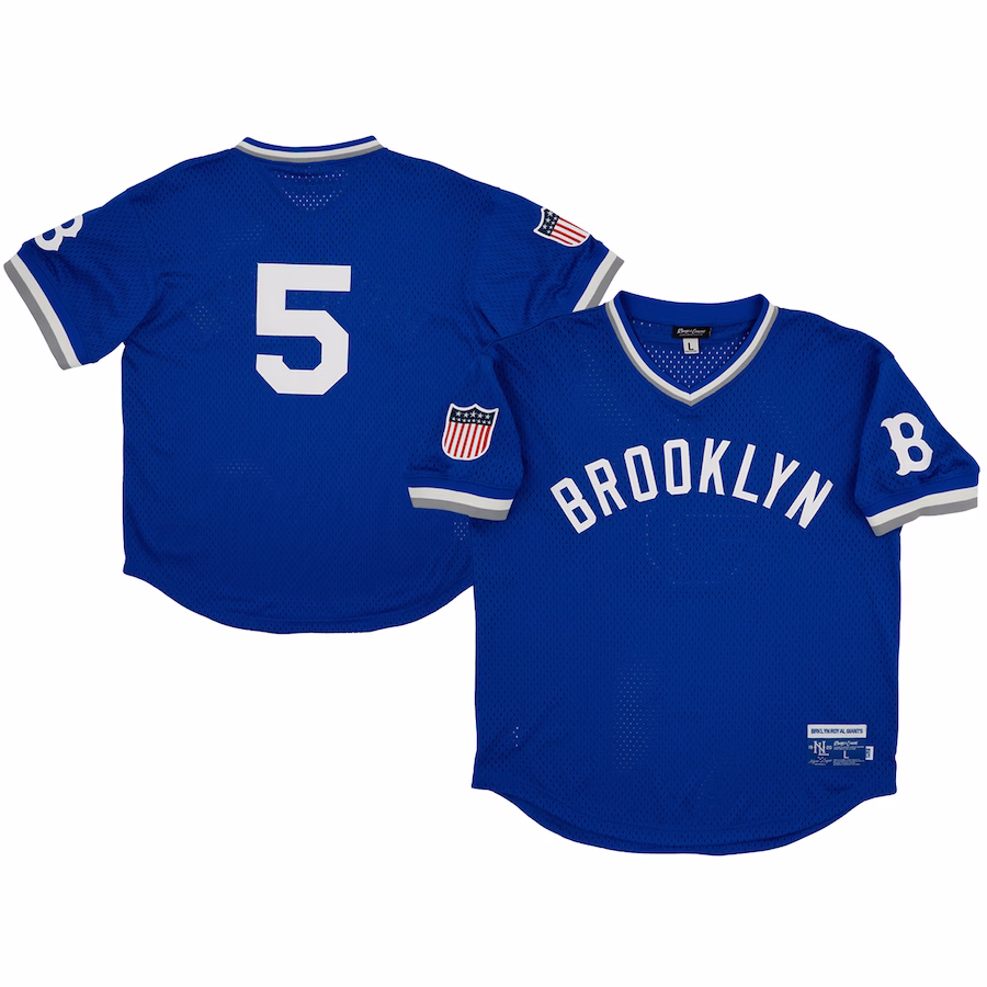 Men's Brooklyn Royal Giants #5 Rings & Crwns Royal Mesh Replica V-Neck Jersey - Jersey