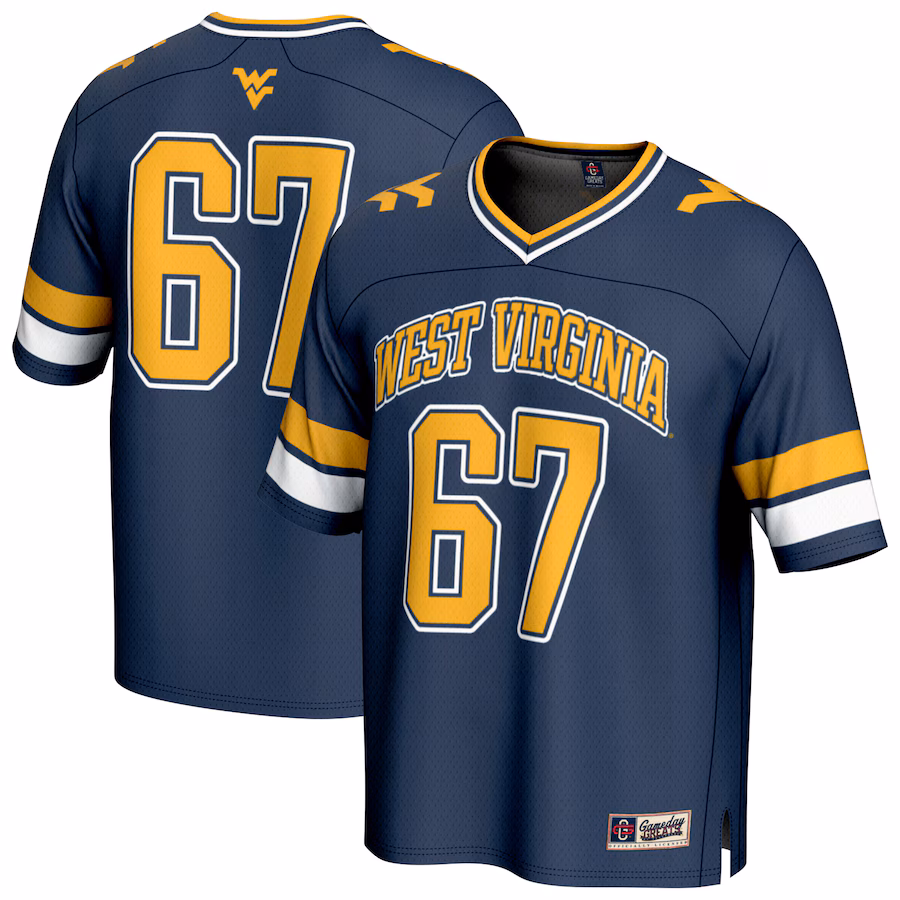 GameDay Greats #67 Navy West Virginia Mountaineers Lightweight Collegiate Football Fashion Jersey - Jersey