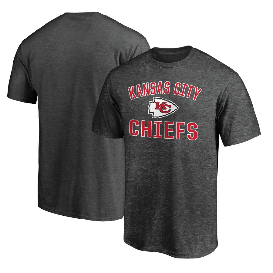 Men's Kansas City Chiefs Fanatics Heather Charcoal Victory Arch T-Shirt - Jersey