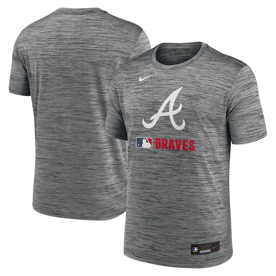 Men's Atlanta Braves Nike Anthracite Authentic Collection Velocity Performance Practice T-Shirt - Jersey