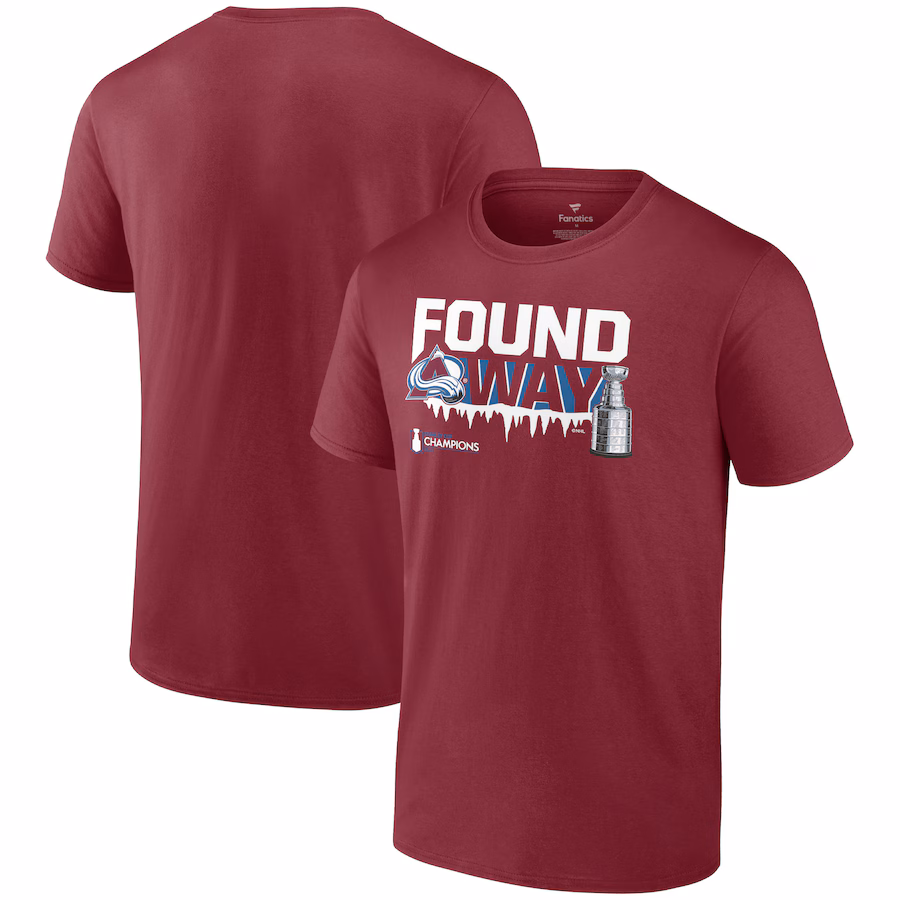 Men's Colorado Avalanche Fanatics Burgundy 2022 Stanley Cup Champions Rebound T-Shirt - Jersey