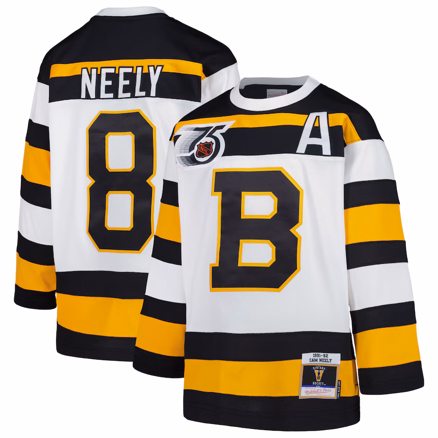 Youth Boston Bruins Cam Neely Mitchell & Ness White 1991 Blue Line Player Jersey - Jersey