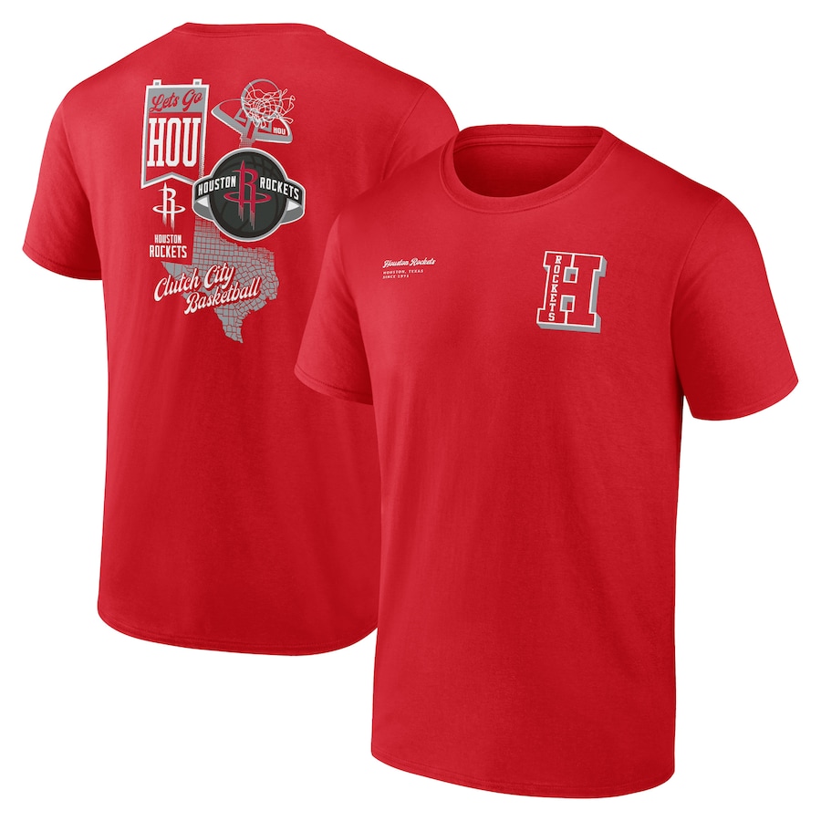 Men's Houston Rockets Red Split Zone T-Shirt - Jersey
