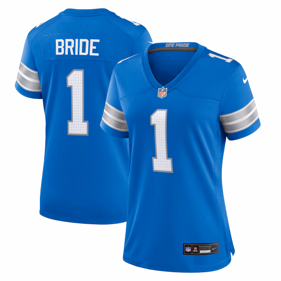 Women's Detroit Lions Number 1 Bride Nike Blue Game Jersey - Jersey