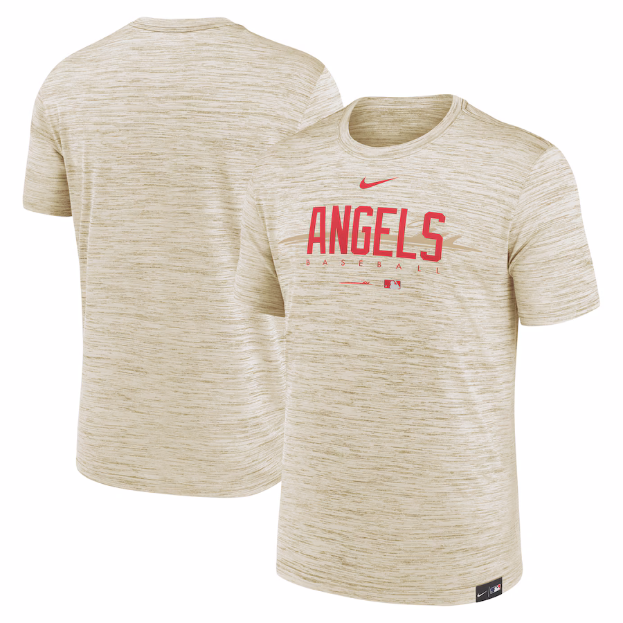 Men's Los Angeles Angels Nike Cream City Connect Velocity Practice Performance T-Shirt - Jersey