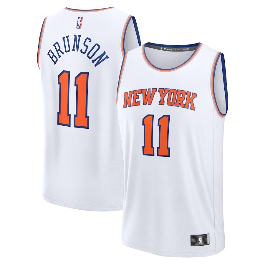 Men's New York Knicks Jalen Brunson Fanatics White Fast Break Replica Player Jersey - Association Edition - Jersey