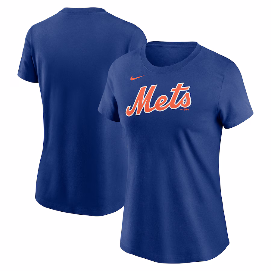 Women's New York Mets Nike Royal Fuse Wordmark T-Shirt - Jersey