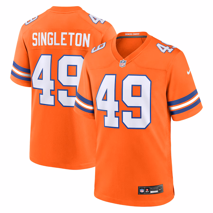 Men's Denver Broncos Alex Singleton Nike Orange Mile High Collection 1977 Throwback Player Game Jersey - Jersey