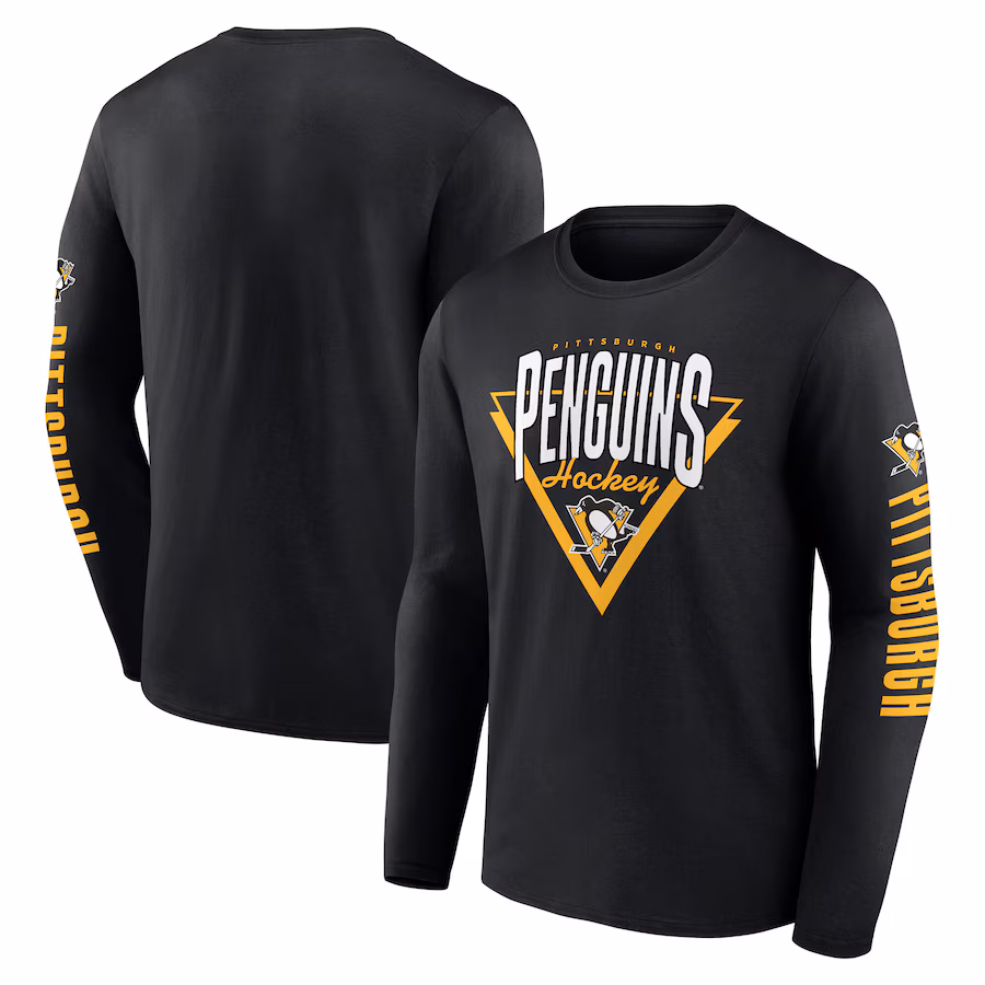 Men's Pittsburgh Penguins Fanatics Black Headline Long Sleeve T-Shirt - Jersey