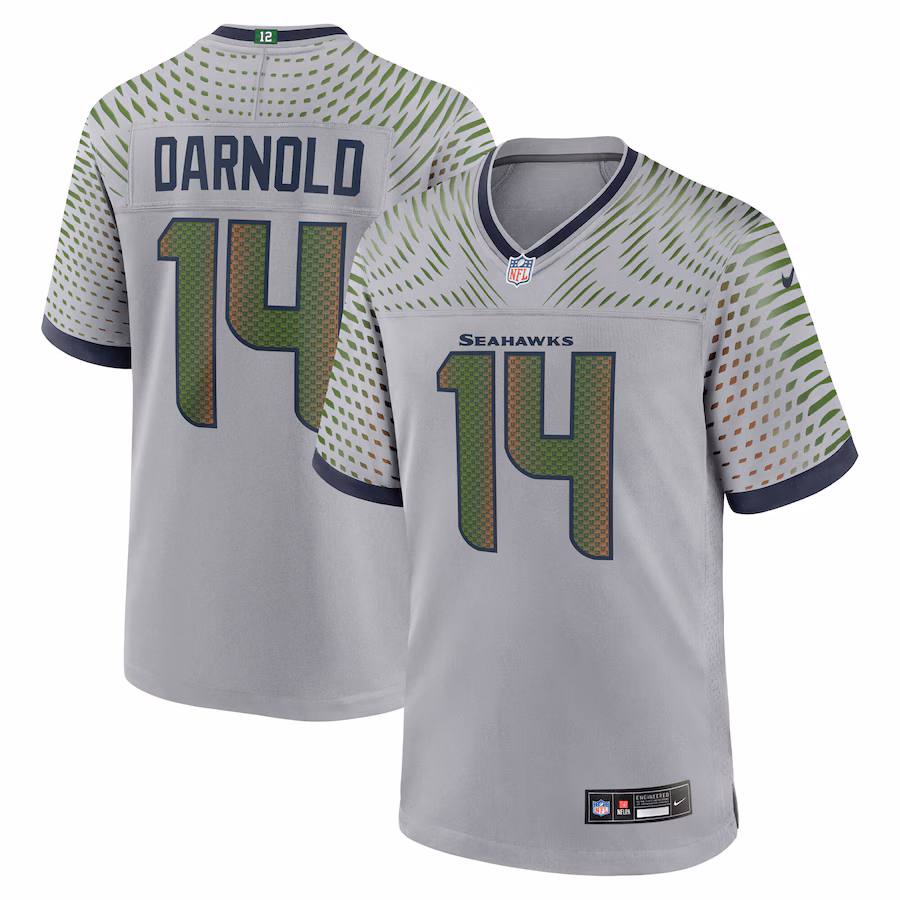 Men's Seattle Seahawks Sam Darnold Nike Wolf Gray 2025 Rivalries Collection Game Jersey - Jersey