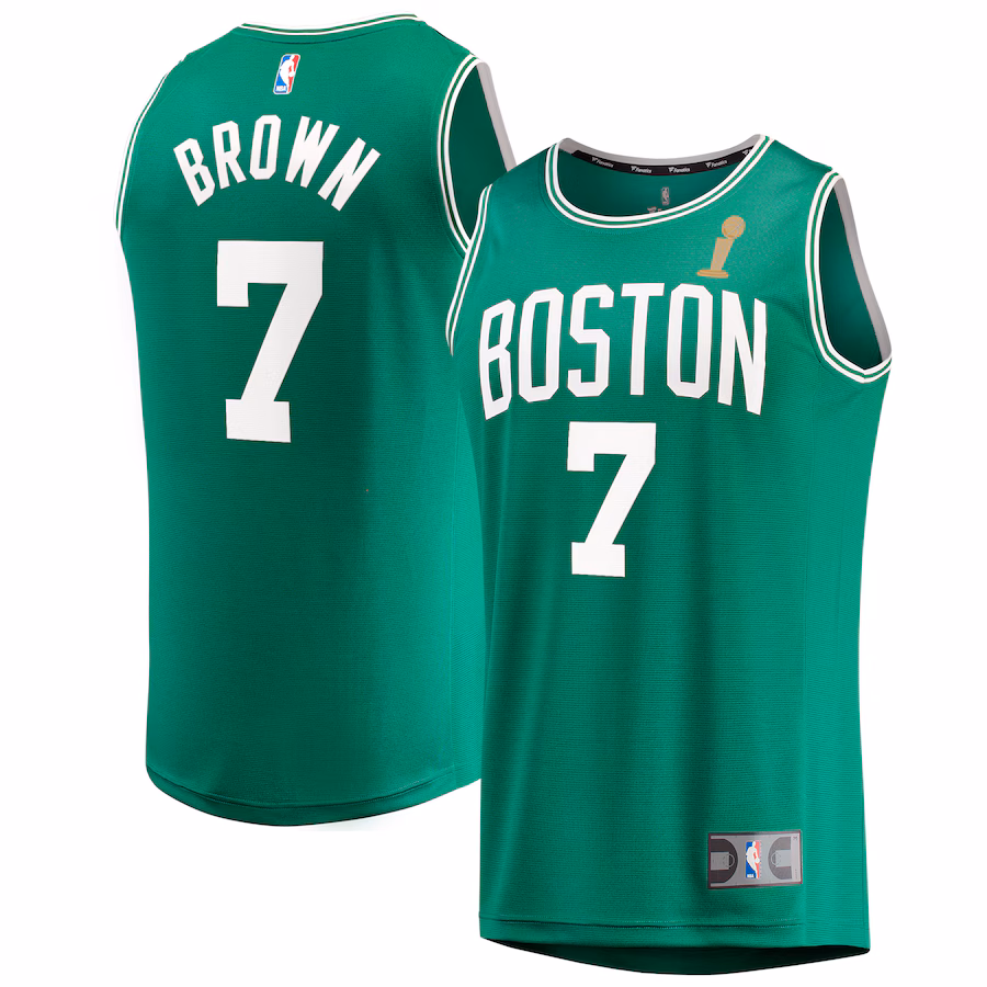 Men's Boston Celtics Jaylen Brown Fanatics Kelly Green 2024 NBA Finals Champions Fast Break Replica Player Jersey - Icon Edition - Jersey