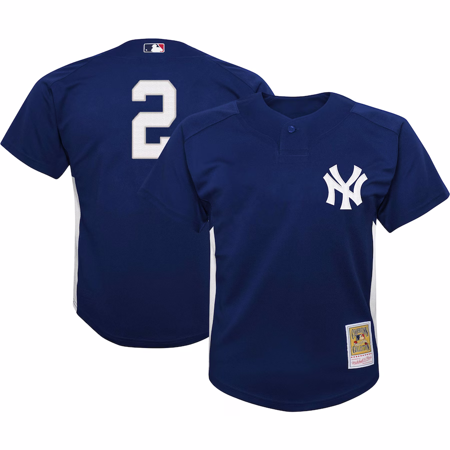 Youth New York Yankees Derek Jeter Mitchell & Ness Navy Team Cooperstown Collection Mesh Batting Practice Jersey - Jersey