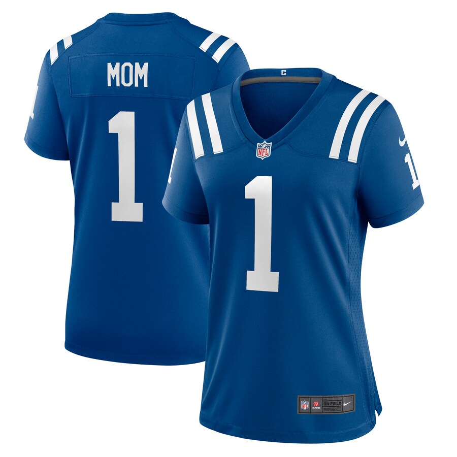 Women's Indianapolis Colts Number 1 Mom Nike Royal Game Jersey - Jersey
