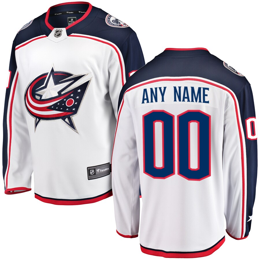 Men's Columbus Blue Jackets Fanatics Branded White Away Breakaway Custom Jersey - Jersey