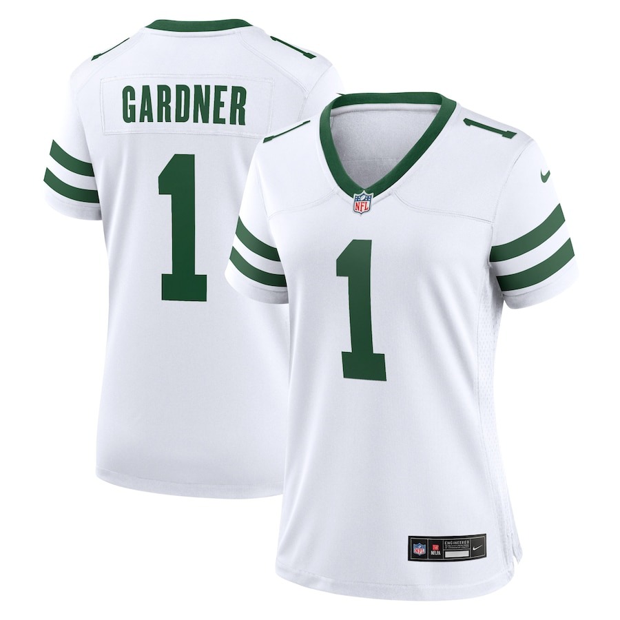 Women's New York Jets Ahmad Sauce Gardner Nike Legacy White Game Player Jersey - Jersey