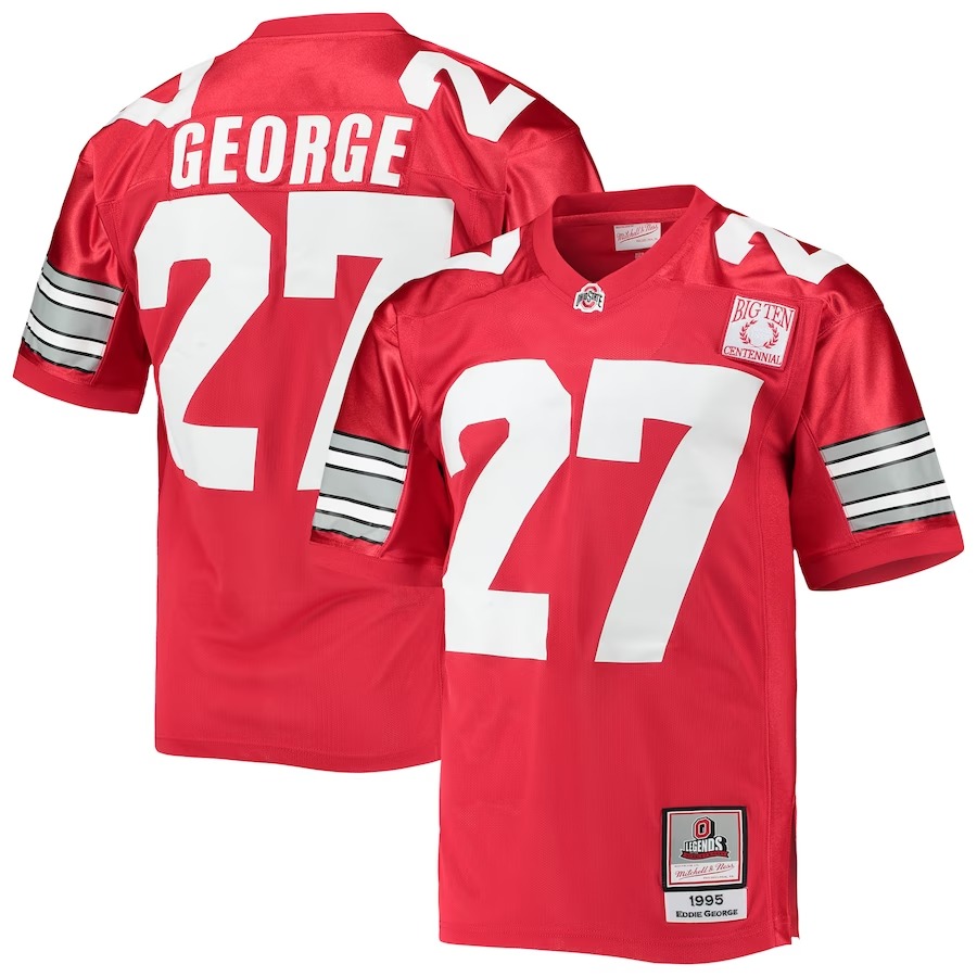 Eddie George Ohio State Buckeyes Mitchell & Ness 1995 Authentic Throwback Football Jersey - Scarlet - Jersey