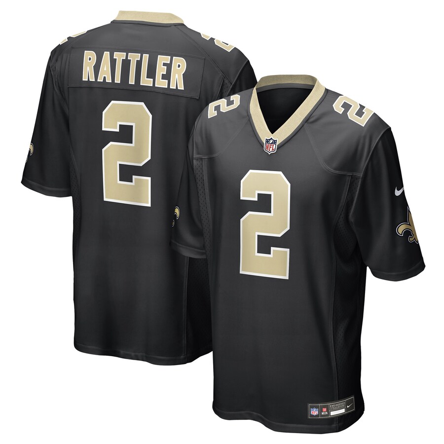 Men's New Orleans Saints Spencer Rattler Nike Black Team Game Jersey - Jersey