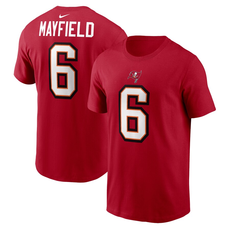Men's Tampa Bay Buccaneers Baker Mayfield Nike Red Player Name & Number T-Shirt - Jersey