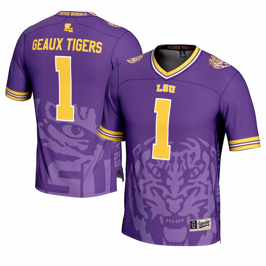 #1 LSU Tigers GameDay Greats Youth Icon Print Football Fashion Jersey - Purple - Jersey