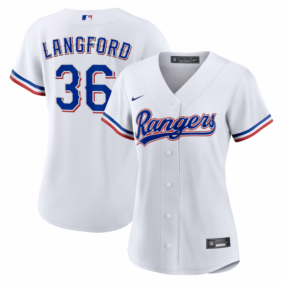 Women's Texas Rangers Wyatt Langford Nike White Home Replica Jersey - Jersey